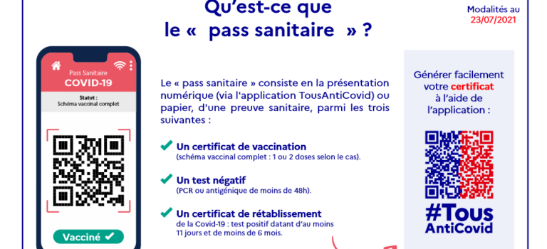 Pass sanitaire obligatoire lors de la réunion publique du 9/09